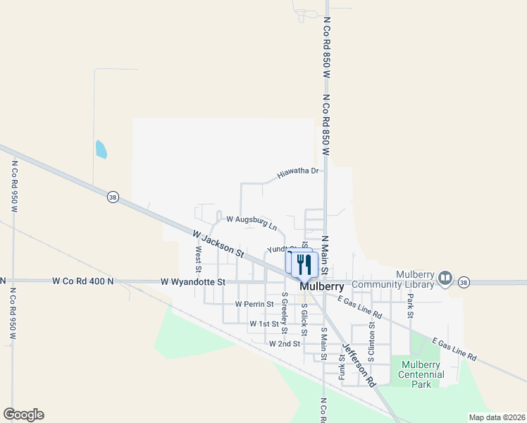 map of restaurants, bars, coffee shops, grocery stores, and more near 350 West Augsburg Lane in Mulberry
