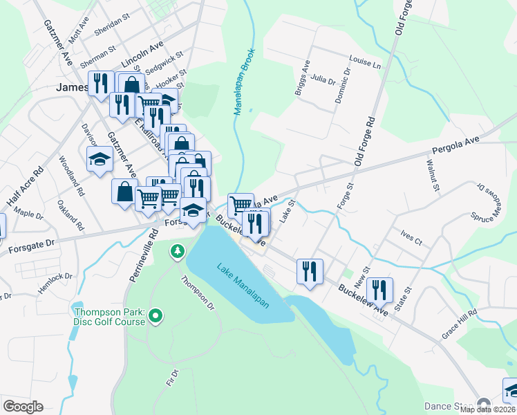 map of restaurants, bars, coffee shops, grocery stores, and more near 15 Pergola Avenue in Jamesburg
