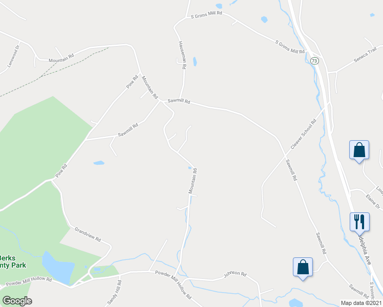 map of restaurants, bars, coffee shops, grocery stores, and more near 258 Mountain Rd in Boyertown