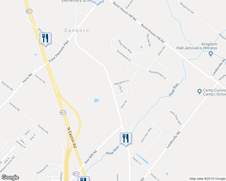 map of restaurants, bars, coffee shops, grocery stores, and more near 4723 Old Rt 611 in Doylestown
