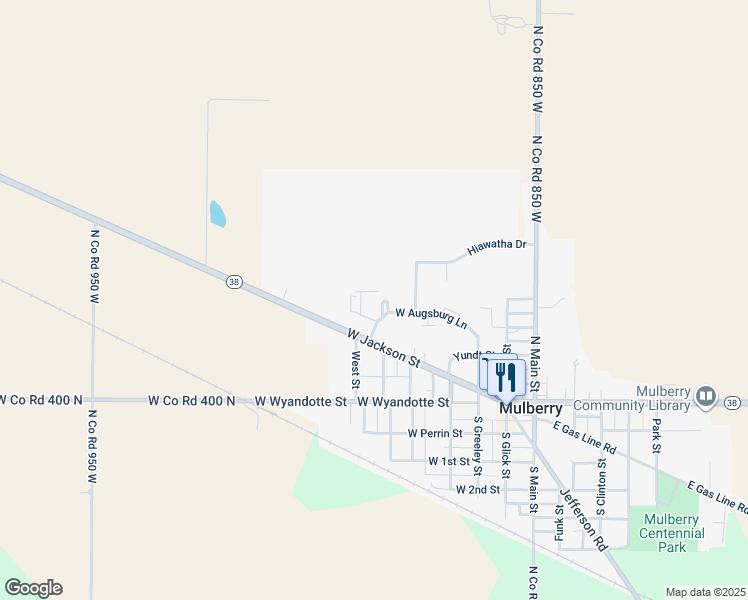 map of restaurants, bars, coffee shops, grocery stores, and more near 502 West Jackson Street in Mulberry