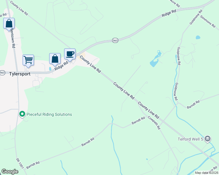 map of restaurants, bars, coffee shops, grocery stores, and more near 80 S County Line Rd in Telford