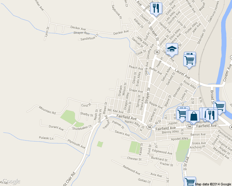 map of restaurants, bars, coffee shops, grocery stores, and more near 202 Marbury Avenue in Johnstown