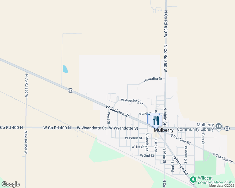 map of restaurants, bars, coffee shops, grocery stores, and more near 502 West Jackson Street in Mulberry