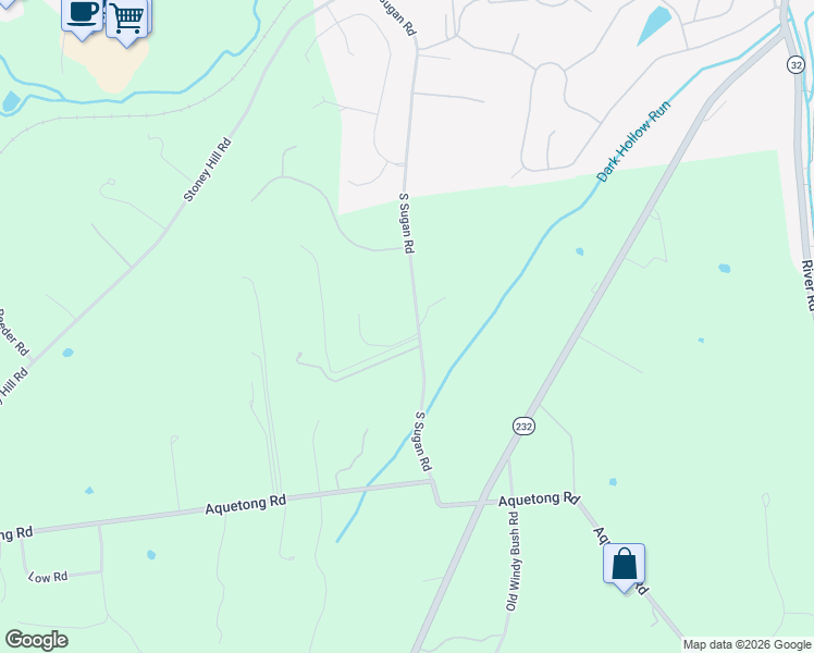 map of restaurants, bars, coffee shops, grocery stores, and more near 2119 South Sugan Road in New Hope