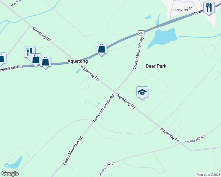 map of restaurants, bars, coffee shops, grocery stores, and more near 2587 Aquetong Road in New Hope