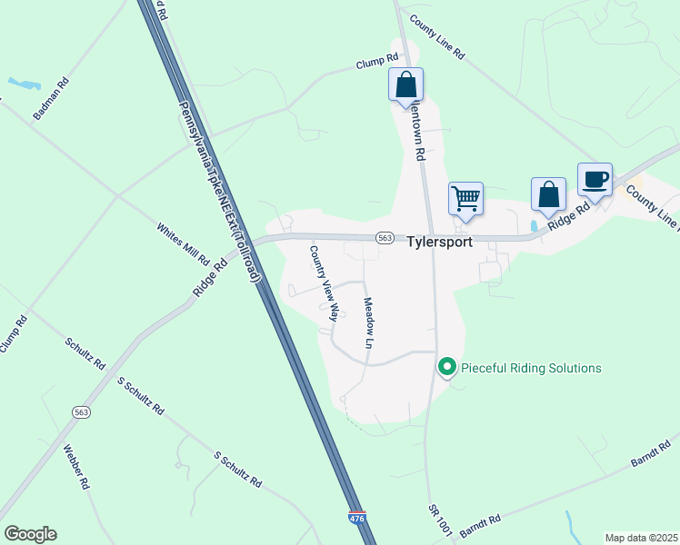 map of restaurants, bars, coffee shops, grocery stores, and more near 408 Red Barn Lane in Telford