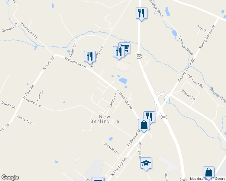 map of restaurants, bars, coffee shops, grocery stores, and more near 901 Reading Avenue in Boyertown
