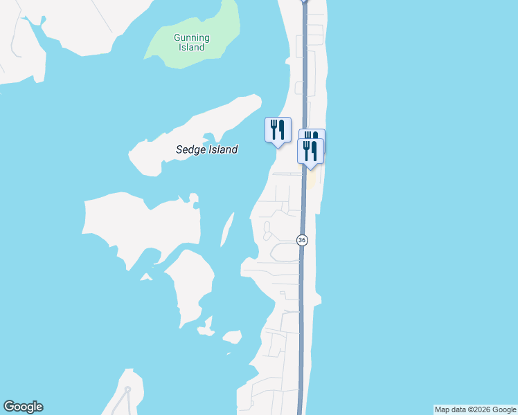 map of restaurants, bars, coffee shops, grocery stores, and more near 1 Island View Way in Sea Bright