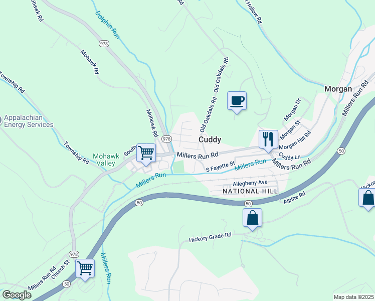map of restaurants, bars, coffee shops, grocery stores, and more near 26 School Street in Cuddy