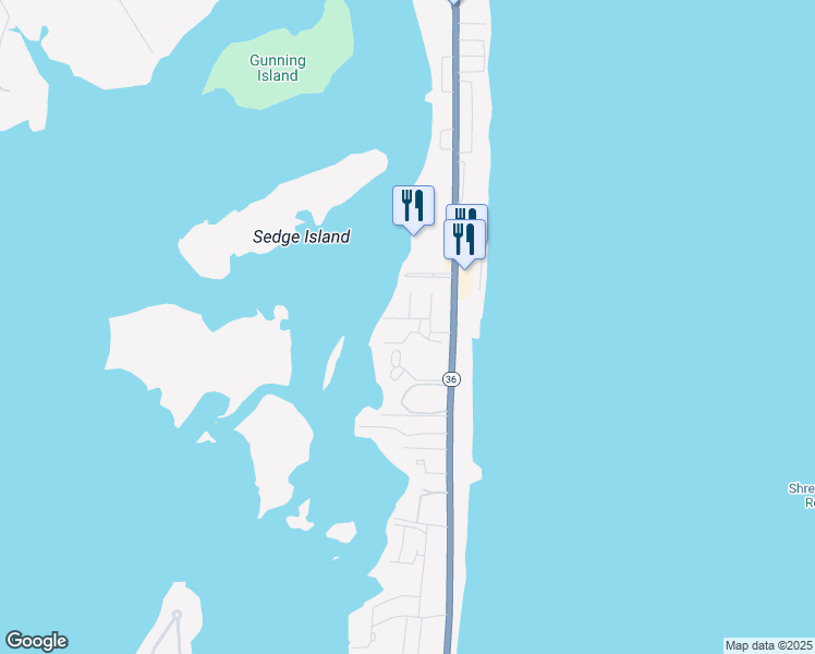 map of restaurants, bars, coffee shops, grocery stores, and more near 5 Island View Way in Sea Bright