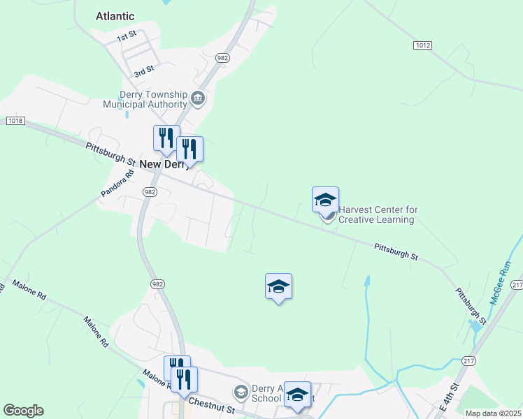 map of restaurants, bars, coffee shops, grocery stores, and more near 273 Reeds Road in New Derry