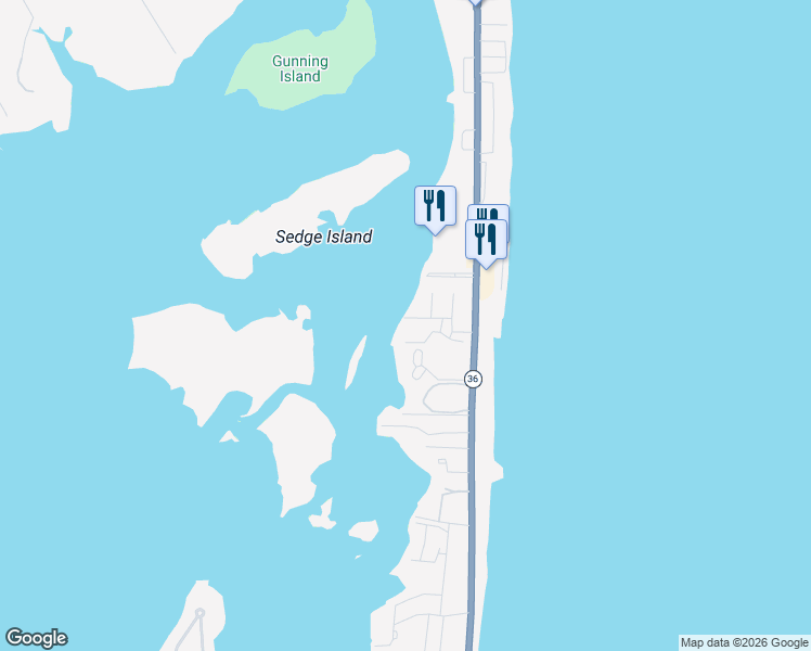 map of restaurants, bars, coffee shops, grocery stores, and more near 1 Island View Way in Sea Bright
