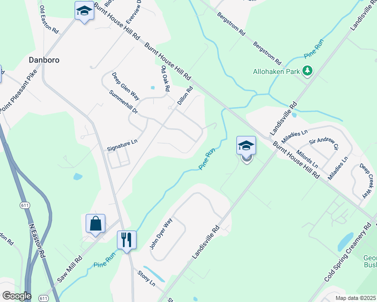 map of restaurants, bars, coffee shops, grocery stores, and more near 4438 Summer Meadow Drive in Doylestown