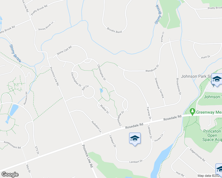 map of restaurants, bars, coffee shops, grocery stores, and more near 205 Christopher Drive in Princeton