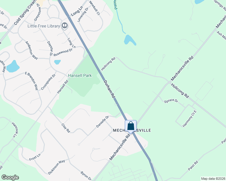 map of restaurants, bars, coffee shops, grocery stores, and more near 3461 Durham Road in Doylestown