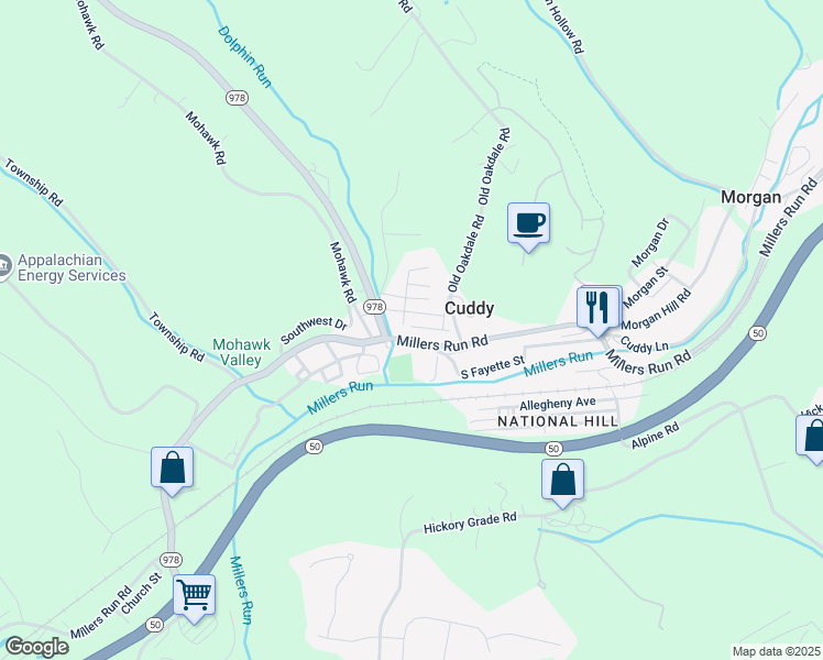 map of restaurants, bars, coffee shops, grocery stores, and more near 26 School Street in Cuddy