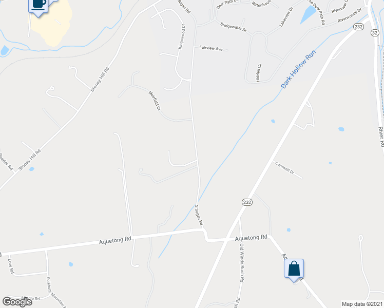 map of restaurants, bars, coffee shops, grocery stores, and more near 2119 South Sugan Road in New Hope