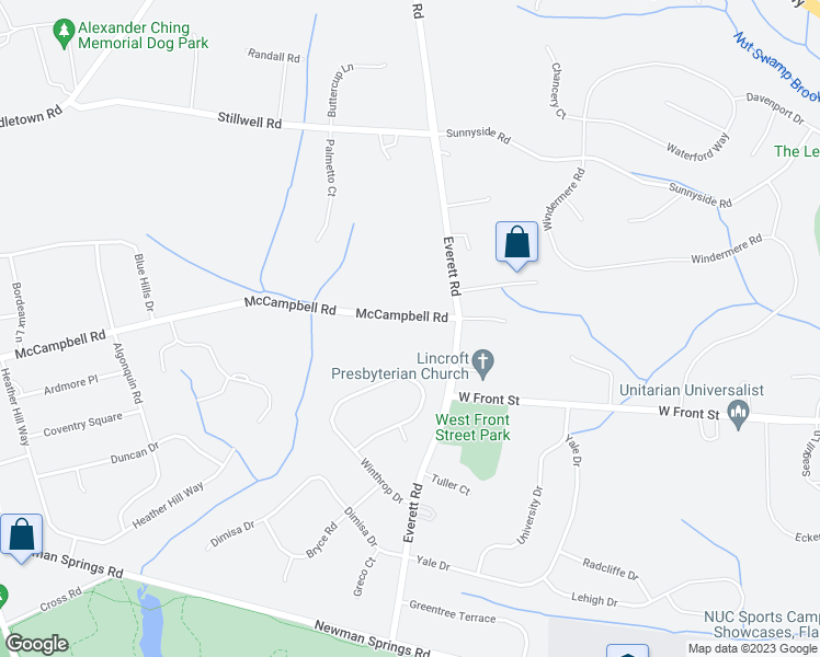 map of restaurants, bars, coffee shops, grocery stores, and more near 7 McCampbell Road in Holmdel
