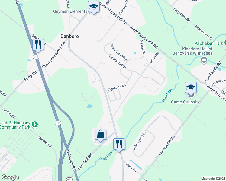 map of restaurants, bars, coffee shops, grocery stores, and more near 4087 Redbud Circle in Doylestown
