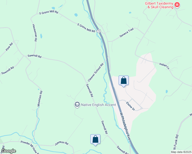 map of restaurants, bars, coffee shops, grocery stores, and more near 65 Cleaver School Road in Boyertown