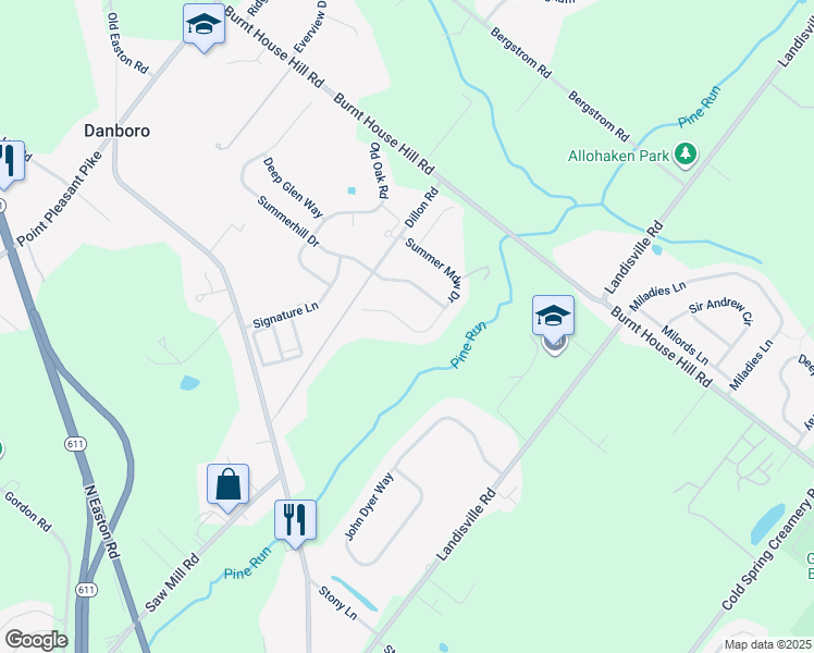 map of restaurants, bars, coffee shops, grocery stores, and more near 4425 Summer Meadow Drive in Doylestown