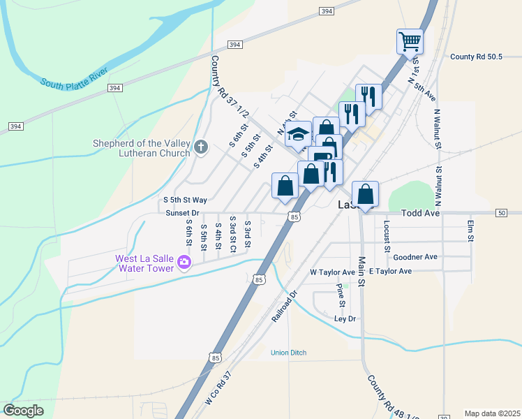 map of restaurants, bars, coffee shops, grocery stores, and more near 115 South 3rd Street in La Salle