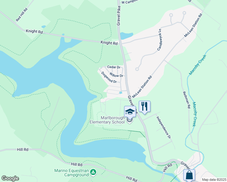 map of restaurants, bars, coffee shops, grocery stores, and more near 905 Lakeview Drive in Green Lane