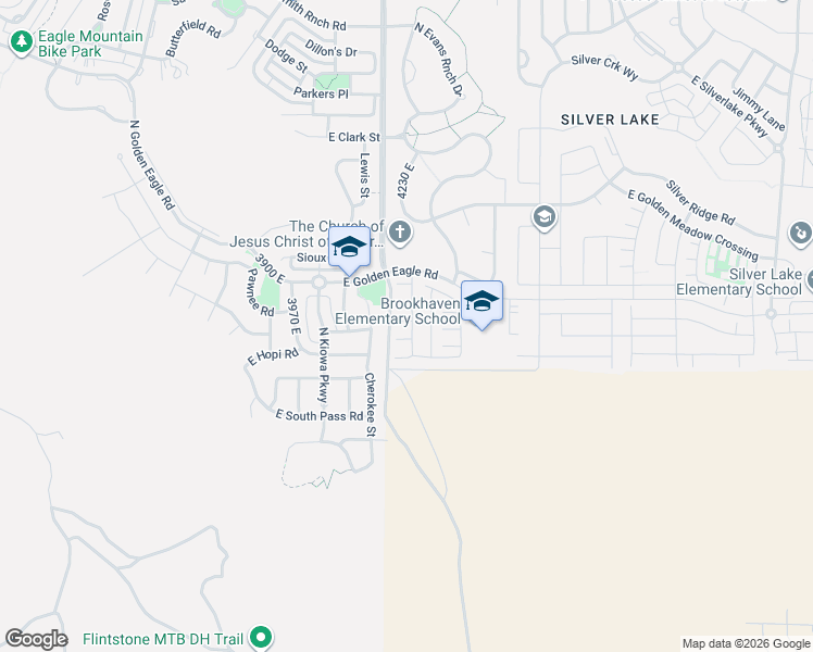 map of restaurants, bars, coffee shops, grocery stores, and more near 4206 Goosegrass Way in Eagle Mountain