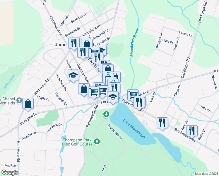 map of restaurants, bars, coffee shops, grocery stores, and more near 15c East Railroad Avenue in Jamesburg