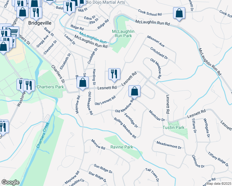 map of restaurants, bars, coffee shops, grocery stores, and more near 300 Old Lesnett Road in Pittsburgh