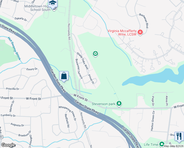 map of restaurants, bars, coffee shops, grocery stores, and more near 152 Arrowwood Court in Red Bank