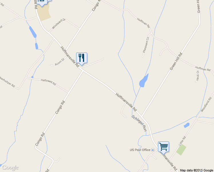 map of restaurants, bars, coffee shops, grocery stores, and more near 305 Hoffmansville Road in Bechtelsville