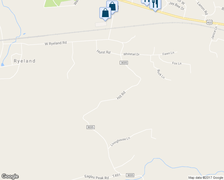 map of restaurants, bars, coffee shops, grocery stores, and more near 674 Hill Road in Robesonia