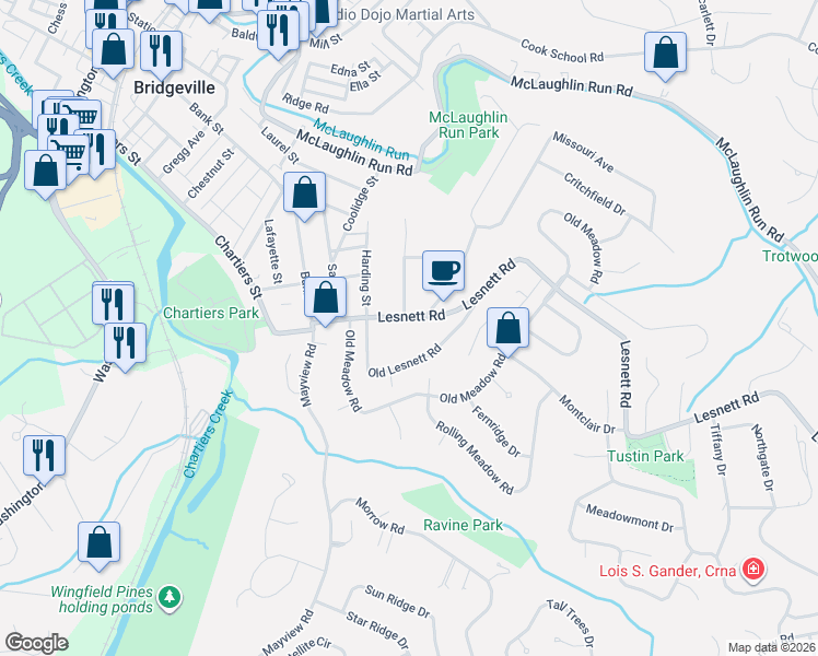 map of restaurants, bars, coffee shops, grocery stores, and more near 320 Old Lesnett Road in Pittsburgh