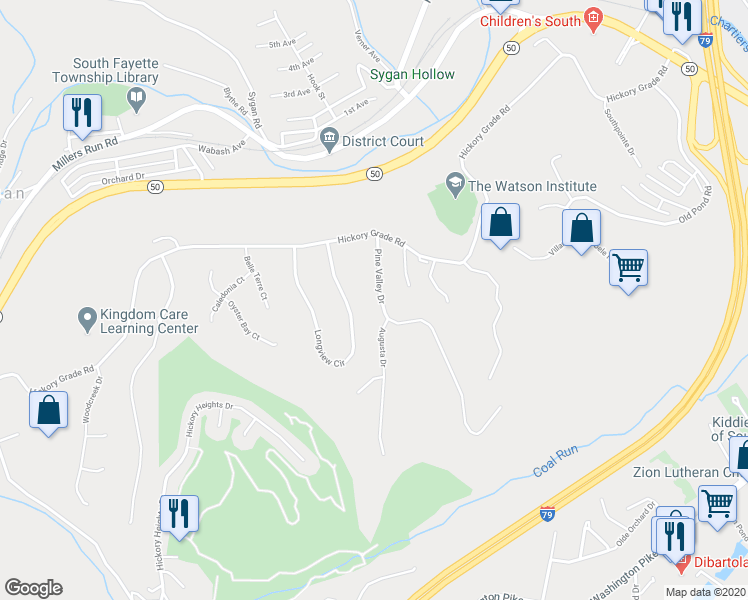 map of restaurants, bars, coffee shops, grocery stores, and more near 316 Pine Valley Drive in Bridgeville