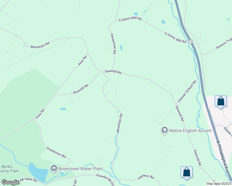 map of restaurants, bars, coffee shops, grocery stores, and more near 258 Mountain Road in Boyertown