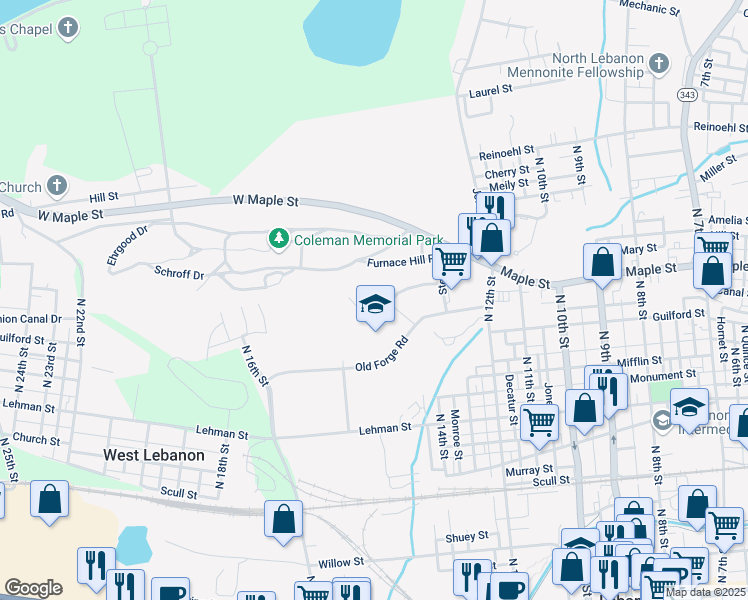 map of restaurants, bars, coffee shops, grocery stores, and more near 89 Pier Place in Lebanon