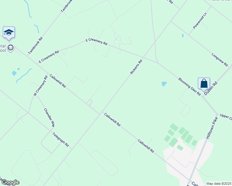 map of restaurants, bars, coffee shops, grocery stores, and more near 1901 Rickerts Road in Perkasie