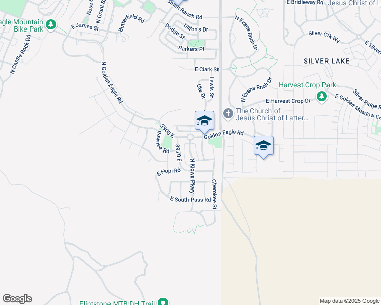 map of restaurants, bars, coffee shops, grocery stores, and more near 4062 Chinook Street in Eagle Mountain