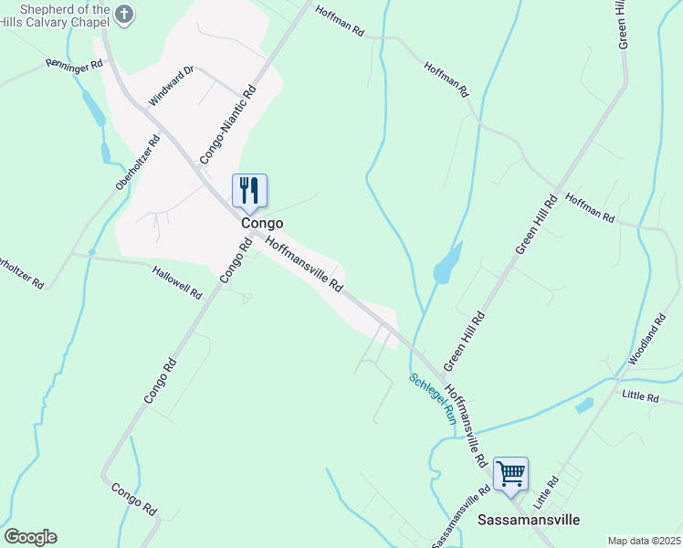 map of restaurants, bars, coffee shops, grocery stores, and more near 305 Hoffmansville Road in Bechtelsville