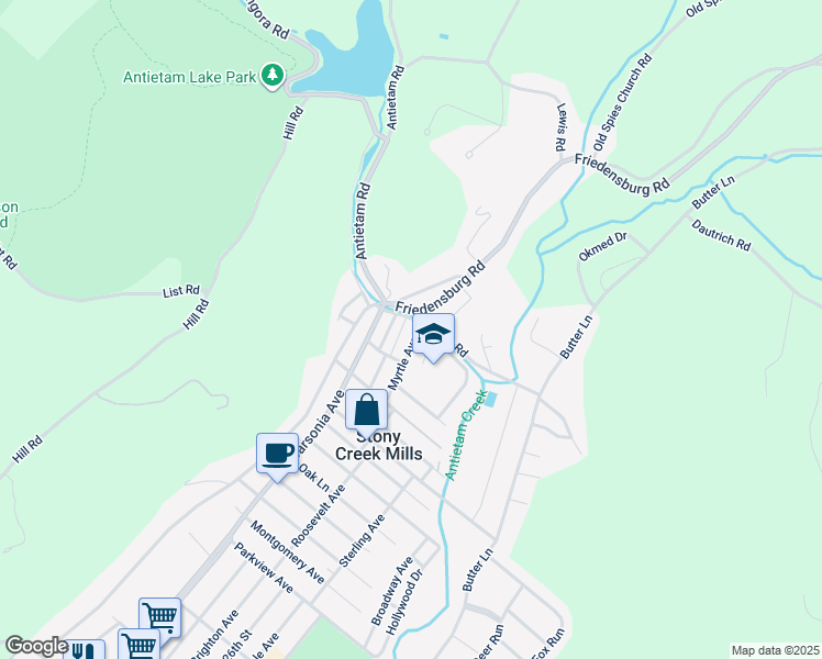 map of restaurants, bars, coffee shops, grocery stores, and more near 4 Myrtle Avenue in Reading
