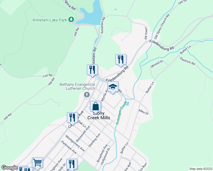 map of restaurants, bars, coffee shops, grocery stores, and more near 4 Myrtle Avenue in Reading