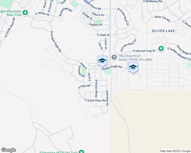 map of restaurants, bars, coffee shops, grocery stores, and more near 4062 Chinook Street in Eagle Mountain