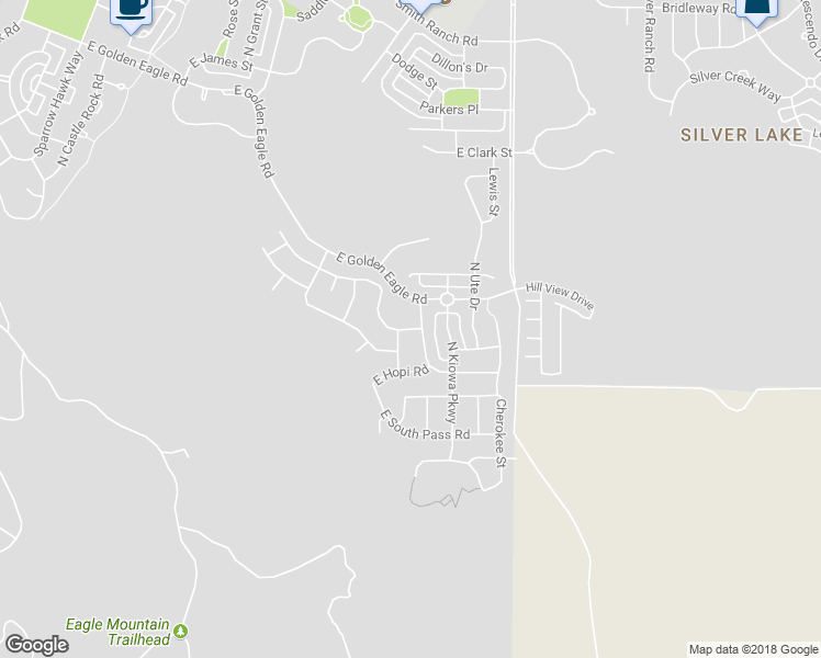 map of restaurants, bars, coffee shops, grocery stores, and more near 3793 East Pawnee Road in Eagle Mountain