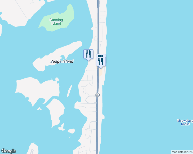 map of restaurants, bars, coffee shops, grocery stores, and more near 1488 Ocean Avenue in Sea Bright