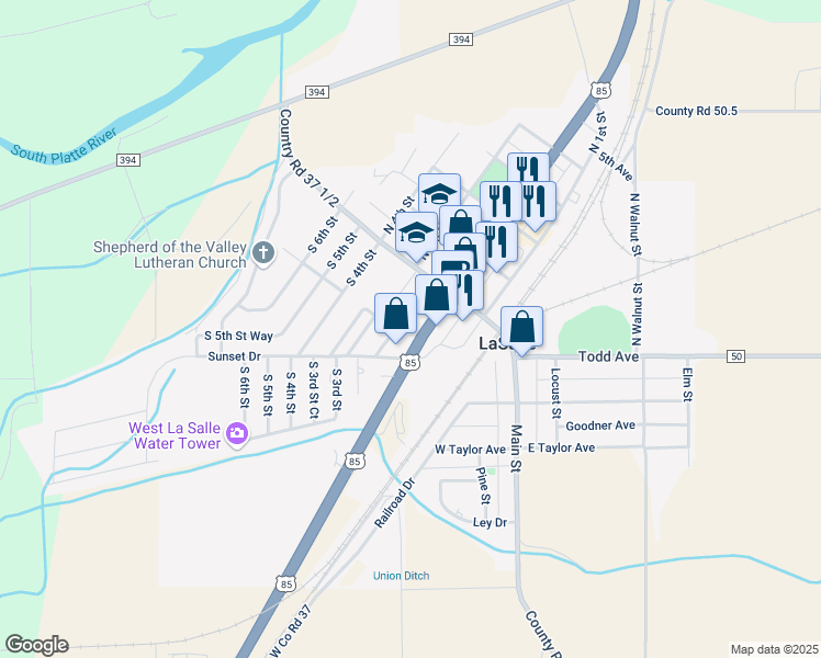 map of restaurants, bars, coffee shops, grocery stores, and more near 77 Church Court in La Salle