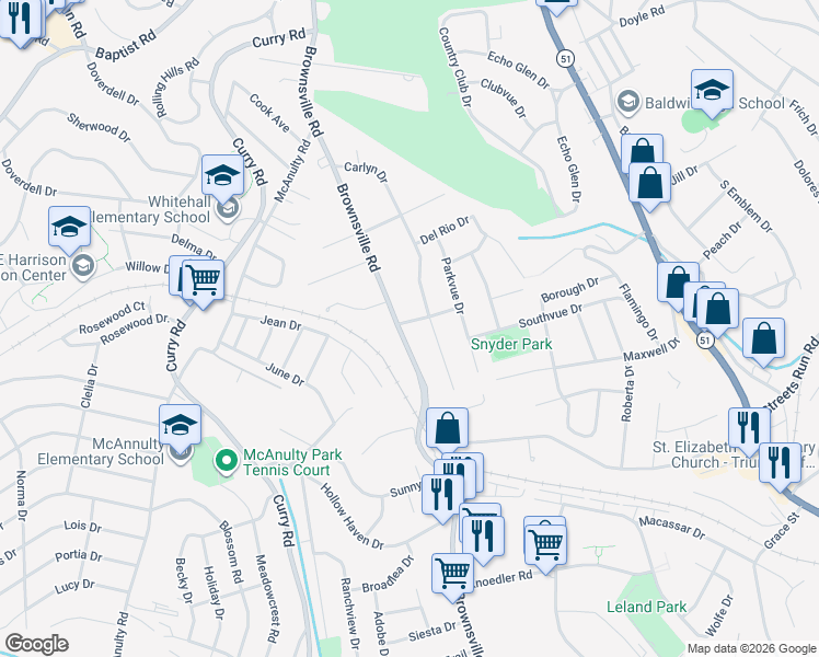 map of restaurants, bars, coffee shops, grocery stores, and more near in Whitehall