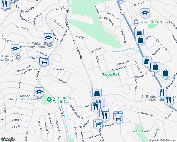 map of restaurants, bars, coffee shops, grocery stores, and more near in Whitehall