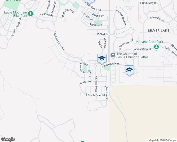 map of restaurants, bars, coffee shops, grocery stores, and more near 3965 East Pawnee Road in Eagle Mountain